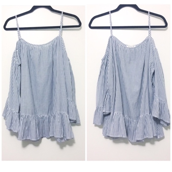 BeachLunchLounge Blue Off the Shoulder Top - Picture 2 of 2